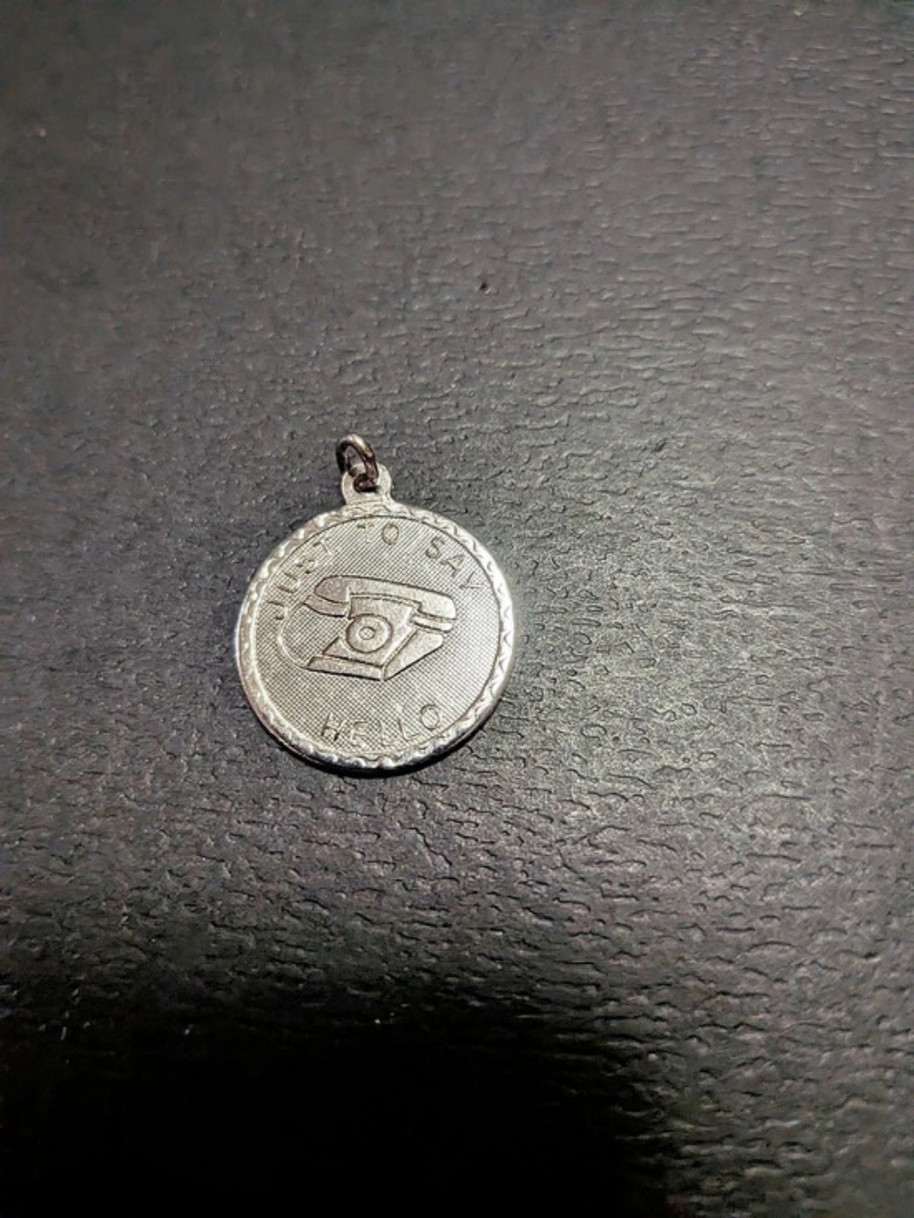 Vintage Sterling Silver "Just To Say Hello" Rotary Phone Charm Pendant